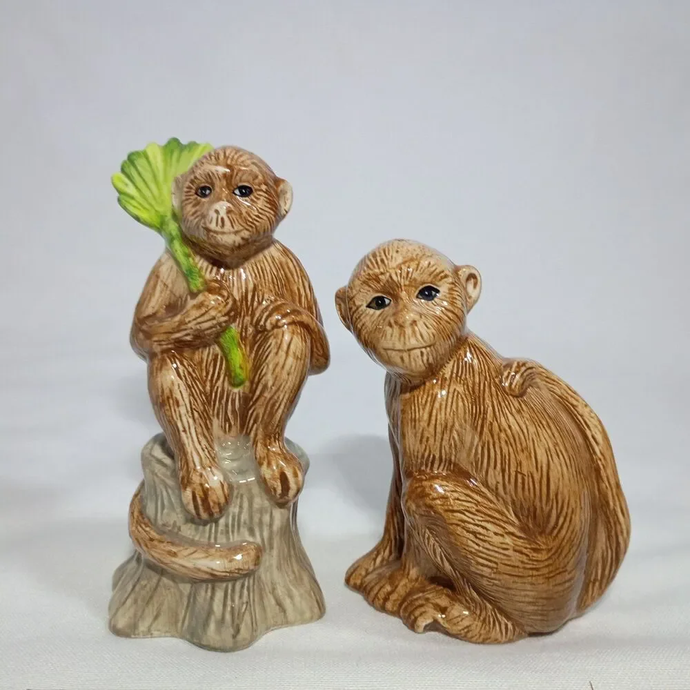 Vintage Monkey Salt Pepper Shakers Jungle China Mark No Chips Or Cracks